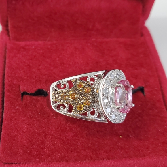 Watch Video / Sterling Silver 925 Pink Sapphire Ring - Picture 3 of 8